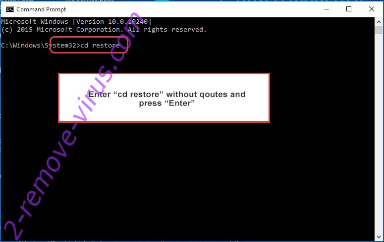 Uninstall Coharos ransomware - command prompt restore