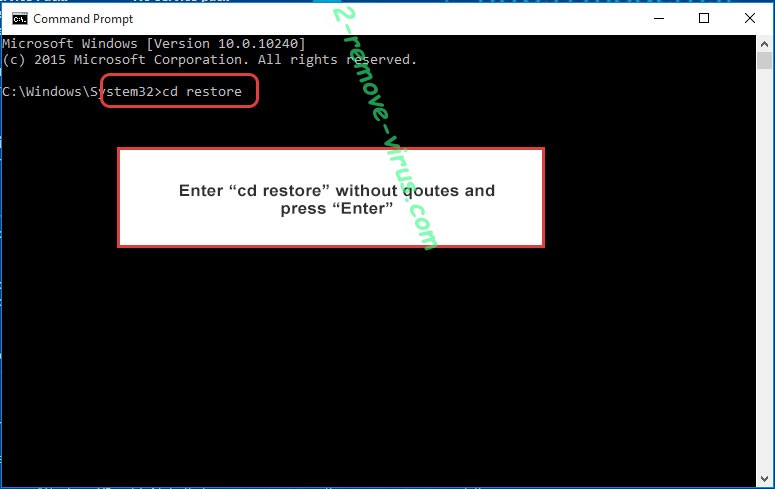 Uninstall Oonn Ransomware - command prompt restore