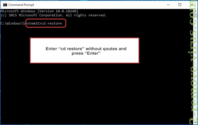 Uninstall Hoop Ransomware - command prompt restore