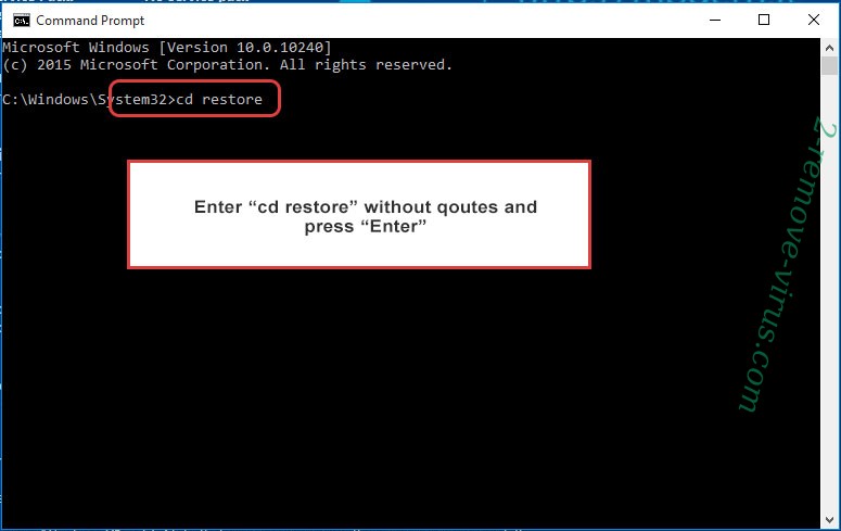 Uninstall Zorab2 ransomware - command prompt restore