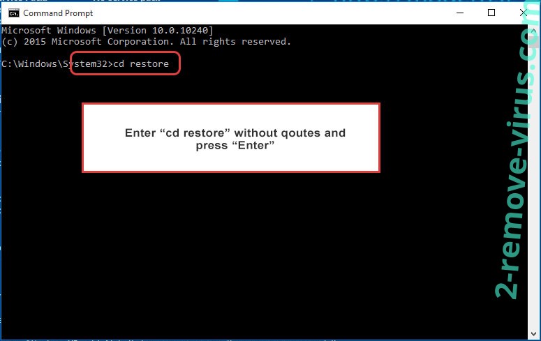 Uninstall Jester Ransomware virus - command prompt restore