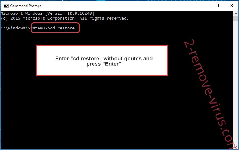 Uninstall Torchwood ransomware - command prompt restore