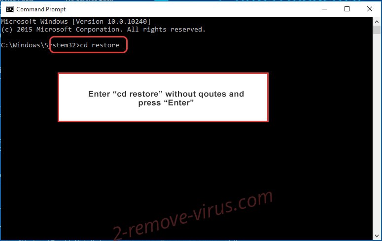 Uninstall 6ix9 Ransomware - command prompt restore