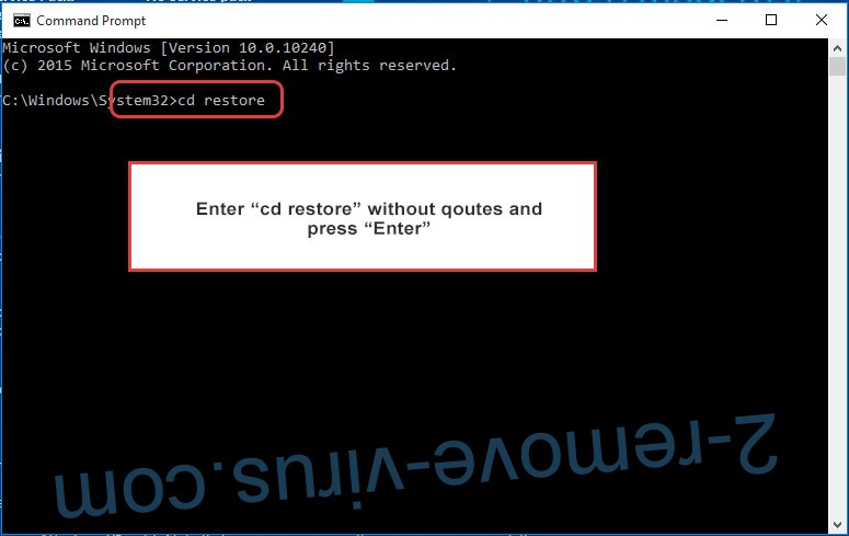 Uninstall Hese Cryptovirus - command prompt restore