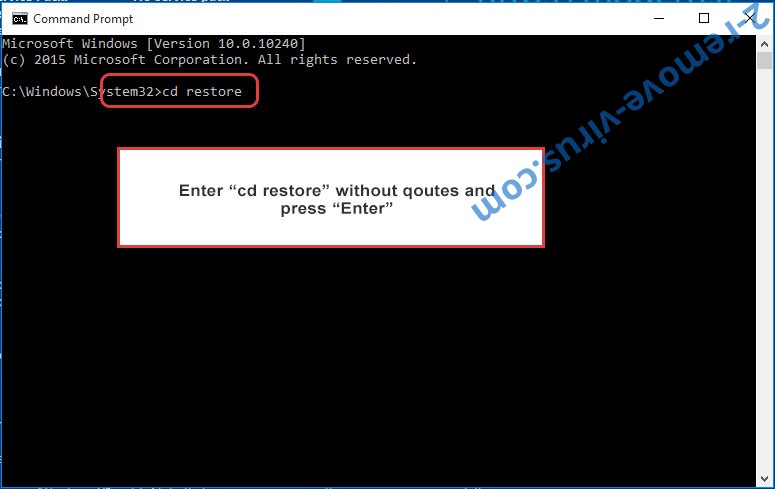 Uninstall Wzer ransomware - command prompt restore