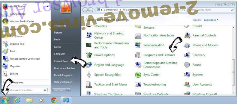 Uninstall gosearch.me from Windows 7