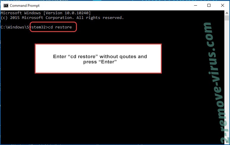 Uninstall Mxpww Ransomware - command prompt restore