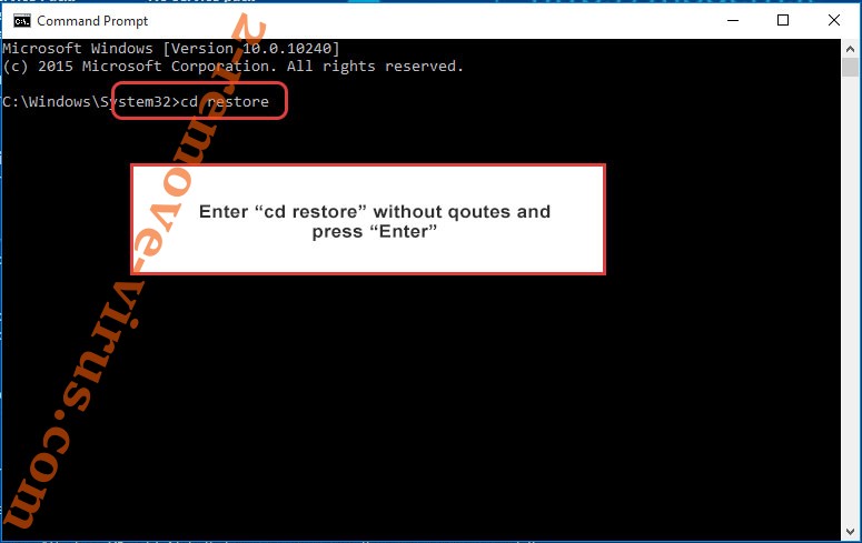 Uninstall DEMS Ransomware - command prompt restore