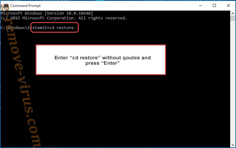 Uninstall Eknkfwovyzb ransomware - command prompt restore