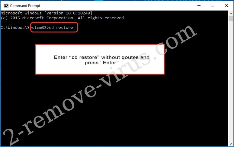 Uninstall Oopu Ransomware - command prompt restore