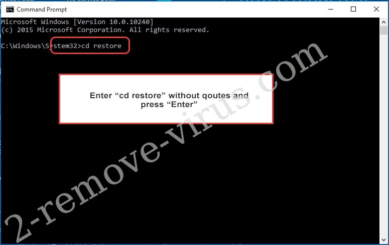 Uninstall Kokoklock ransomware - command prompt restore