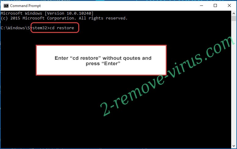 Uninstall Pizzasucker ransomware - command prompt restore