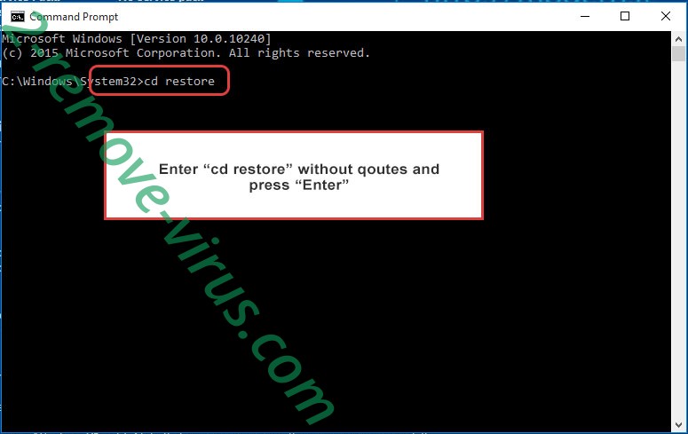 Uninstall Fcorp ransomware - command prompt restore