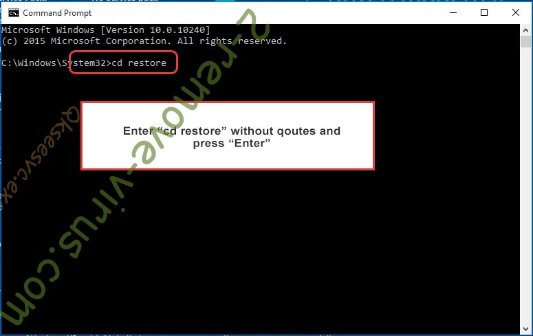 Uninstall Hhmgzyl ransomware - command prompt restore