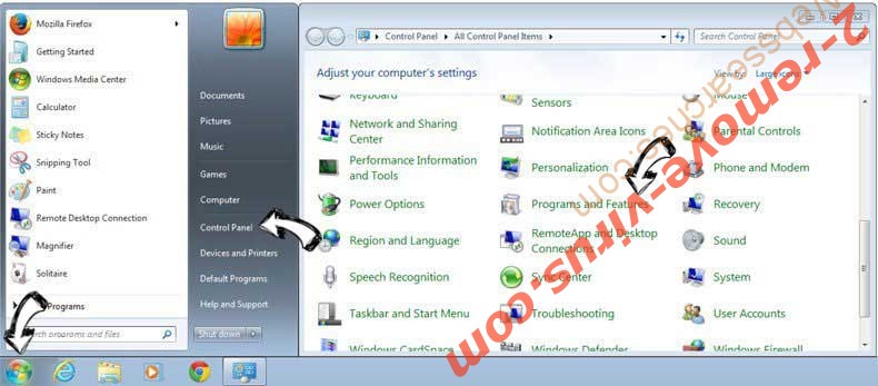 Uninstall PlusNetwork.com from Windows 7