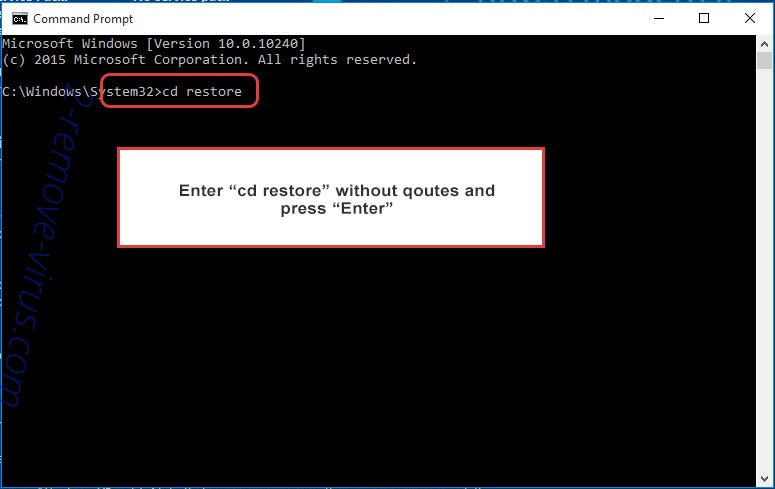 Uninstall Eemv ransomware - command prompt restore