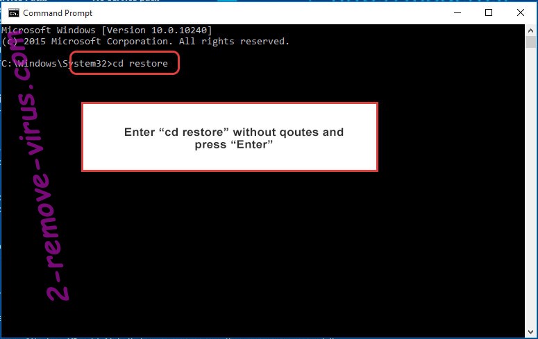 Uninstall PewPew ransomware - command prompt restore