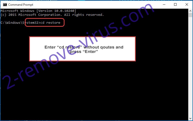 Uninstall crDypted Ransomware - command prompt restore