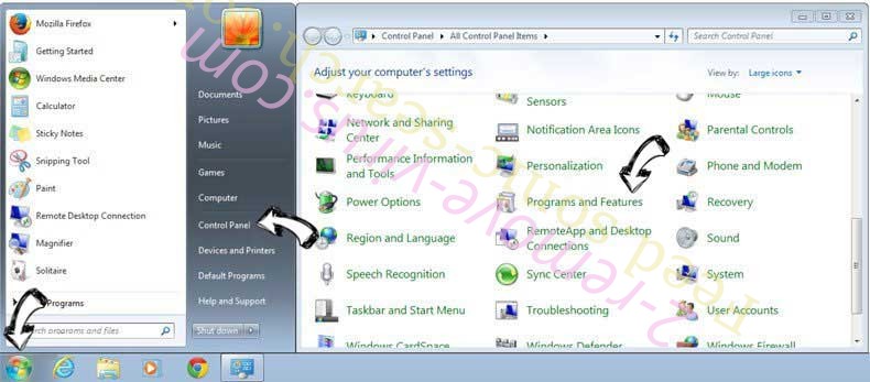 Uninstall Lucky Search 123 from Windows 7