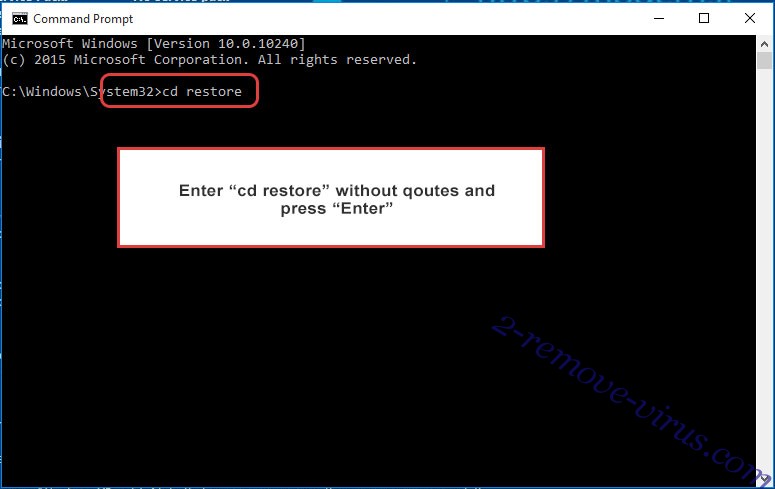 Uninstall Scarab-Skype Ransomware - command prompt restore