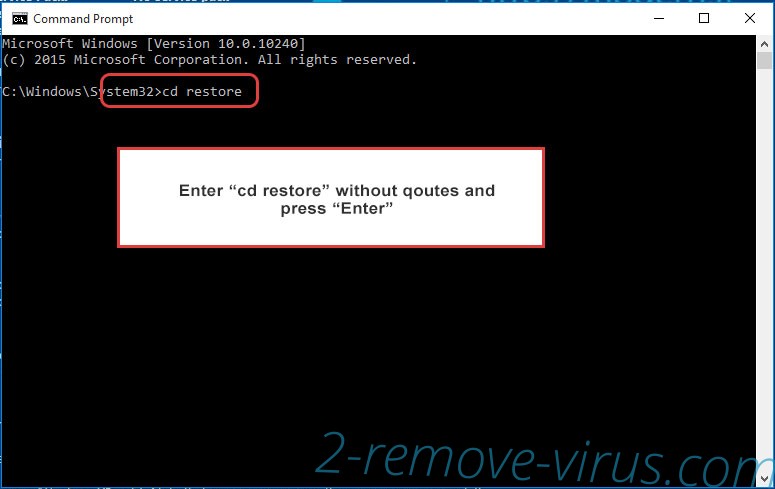 Uninstall .Caley ransomware - command prompt restore