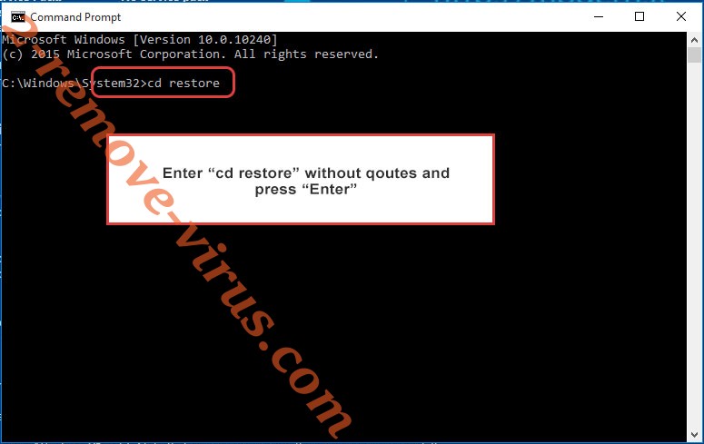 Uninstall help_dcfile ransomware - command prompt restore