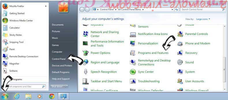 Uninstall Accoona Search from Windows 7