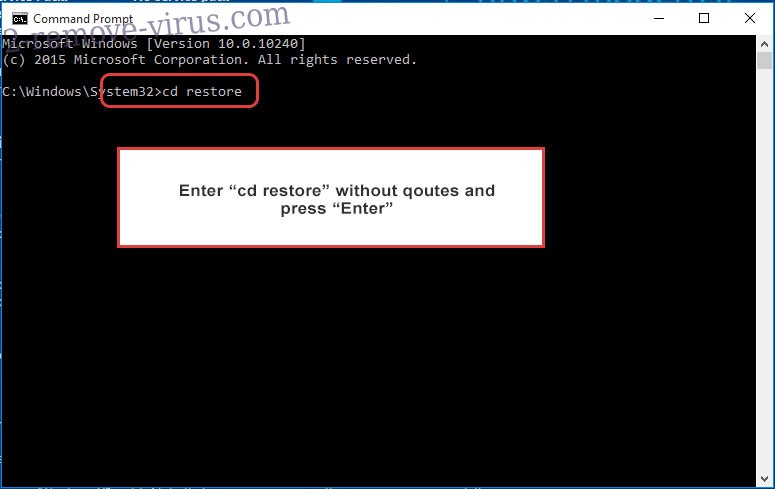 Uninstall Ttwq Ransomware - command prompt restore