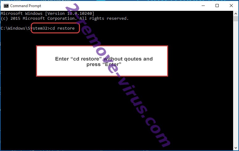 Uninstall CryptFile2 Virus - command prompt restore