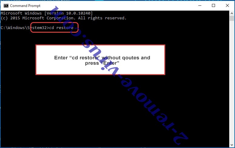 Uninstall HORSELIKER ransomware - command prompt restore