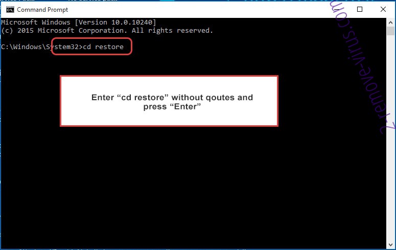 Uninstall Powz ransomware - command prompt restore