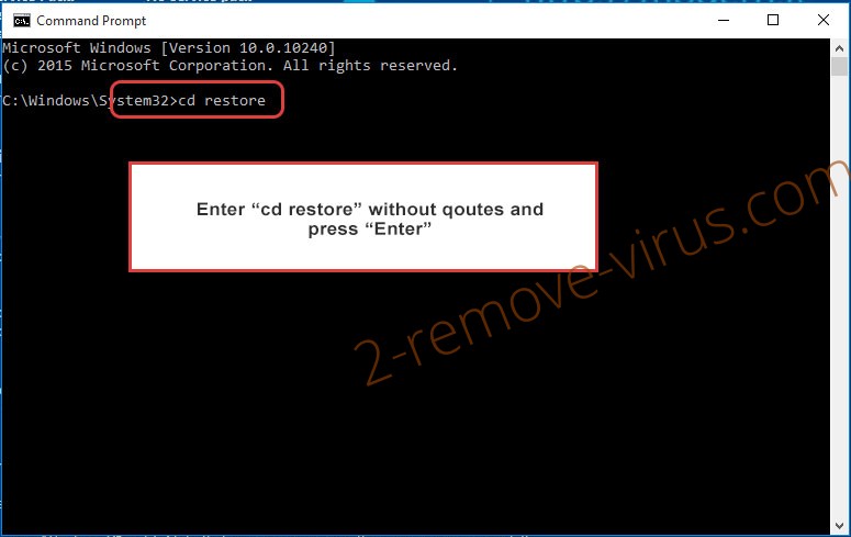 Uninstall GABUTS PROJECT Ransomware - command prompt restore