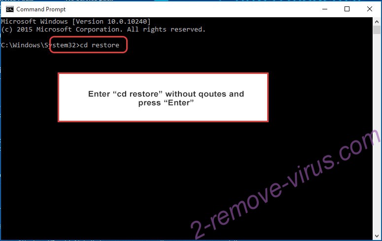 Uninstall GandCrab 5.0.2 - command prompt restore