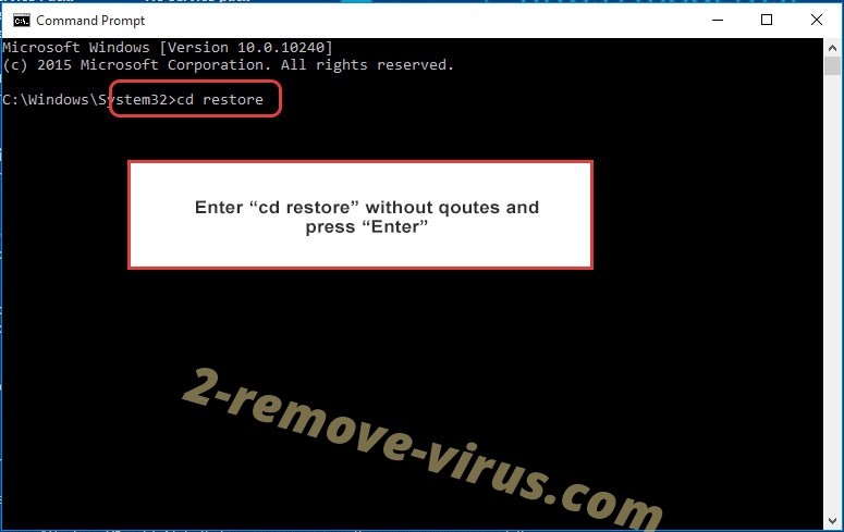Uninstall FG69 ransomware - command prompt restore