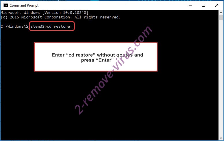 Uninstall Mztu Ransomware - command prompt restore