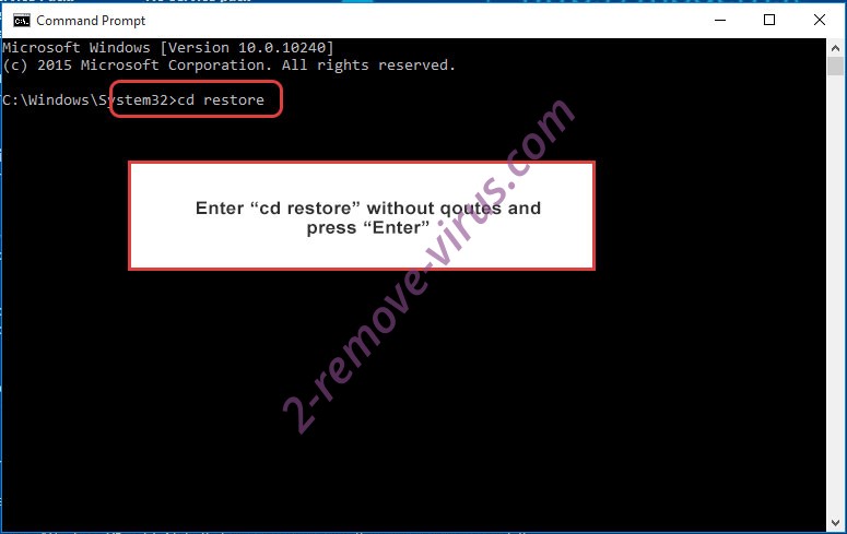 Uninstall .Ragnarok file ransomware - command prompt restore