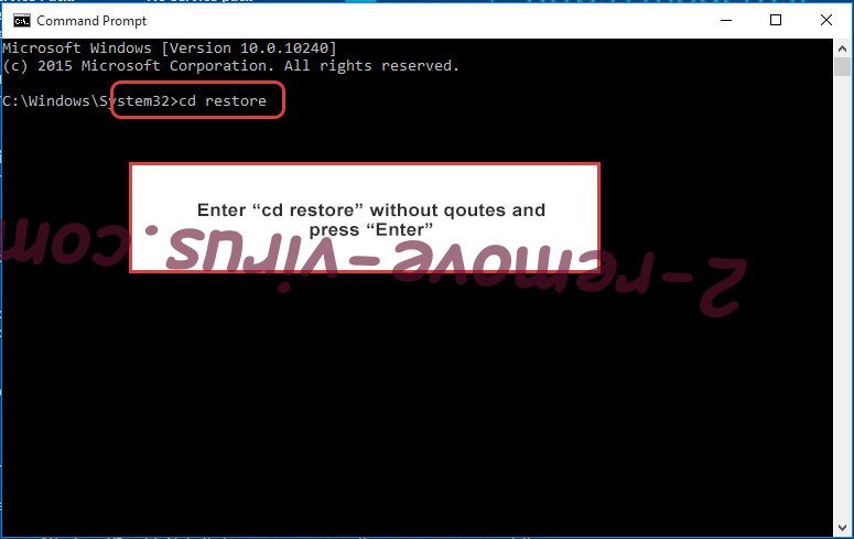 Uninstall Tuow ransomware - command prompt restore