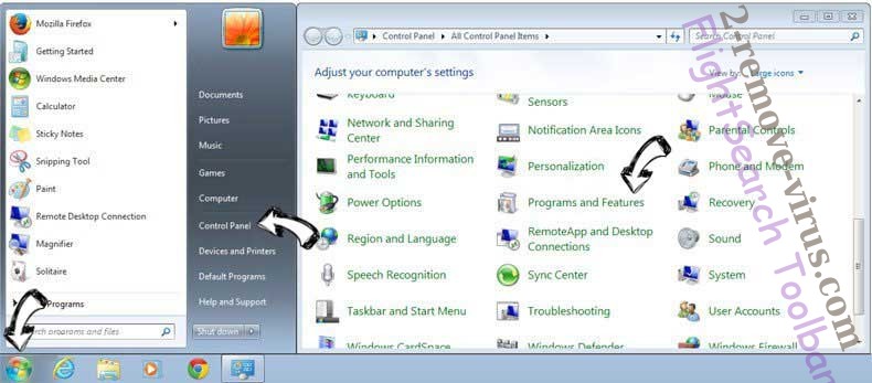 Uninstall FlightSearch Toolbar from Windows 7