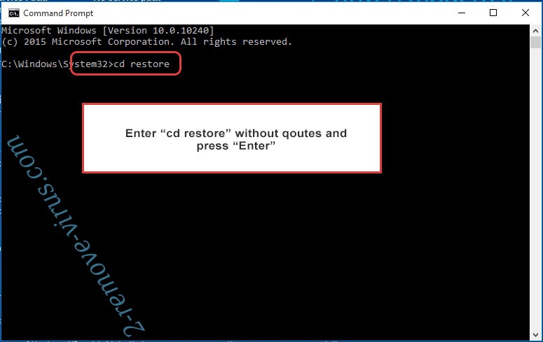 Uninstall Powd ransomware - command prompt restore