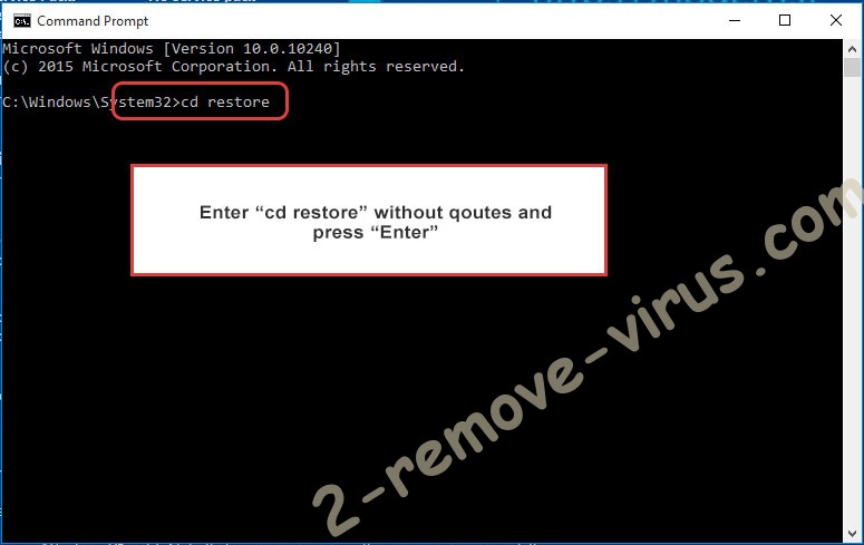 Uninstall Bpsm ransomware - command prompt restore