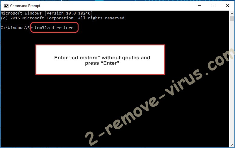 Uninstall Ziggy ransomware - command prompt restore