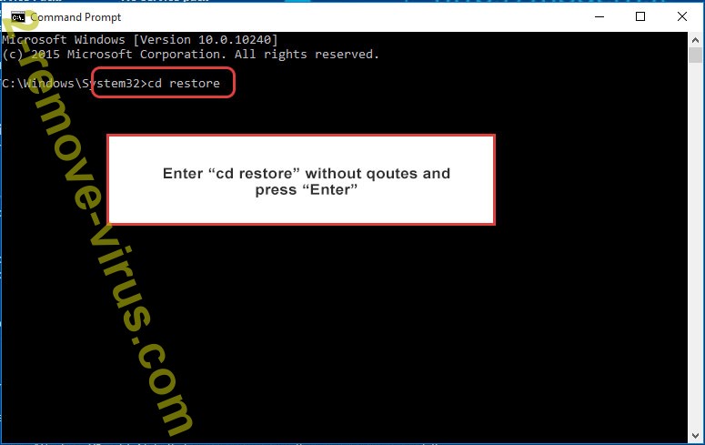 Uninstall .Rugj file Ransomware - command prompt restore
