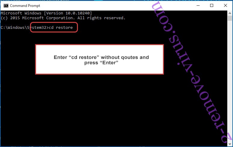 Uninstall XiaoBa ransomware virus - command prompt restore