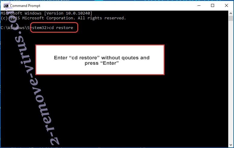 Uninstall Bozq ransomware - command prompt restore