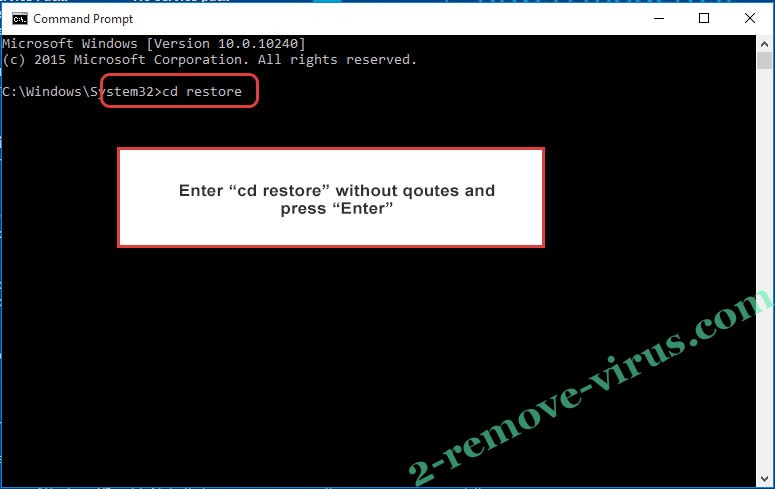Uninstall Esmeralda File Virus - command prompt restore