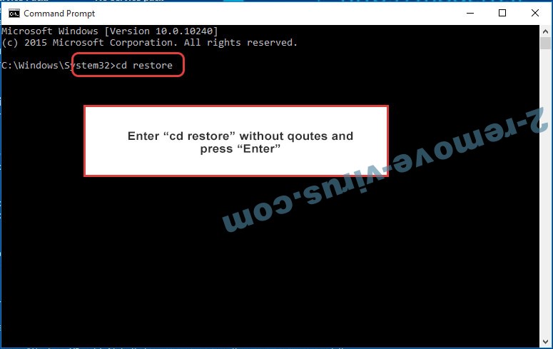 Uninstall Erop ransomware - command prompt restore