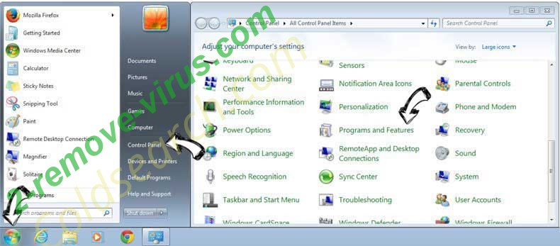 Uninstall Piet2eix3l.com Virus from Windows 7