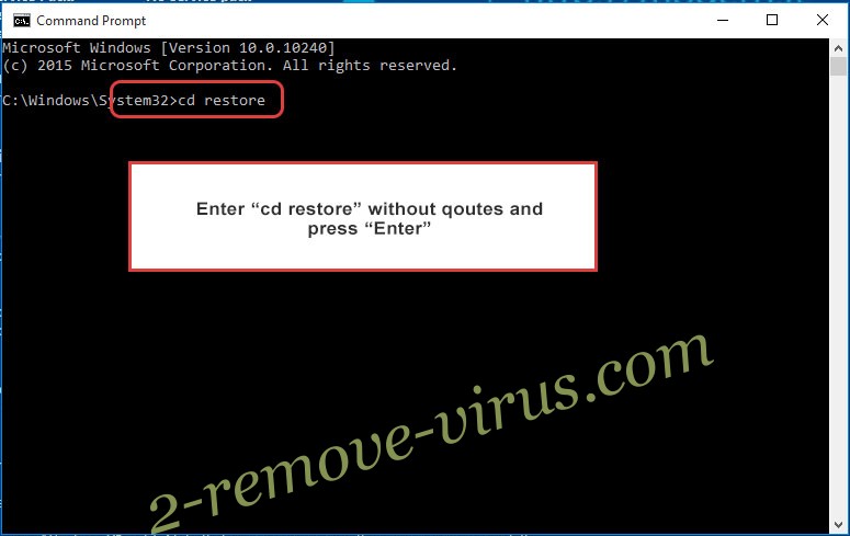 Uninstall Termit ransomware - command prompt restore