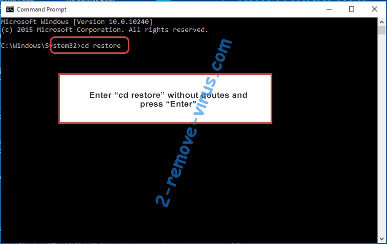 Uninstall Decaf Ransomware - command prompt restore