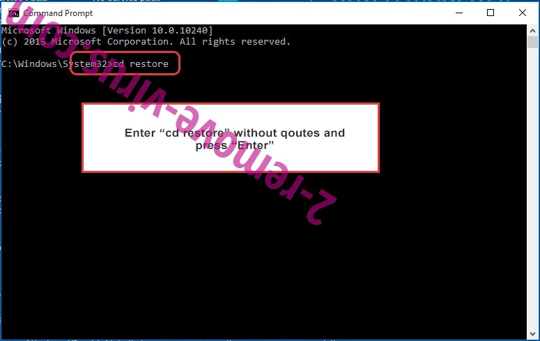 Uninstall Recoverydatas ransomware - command prompt restore